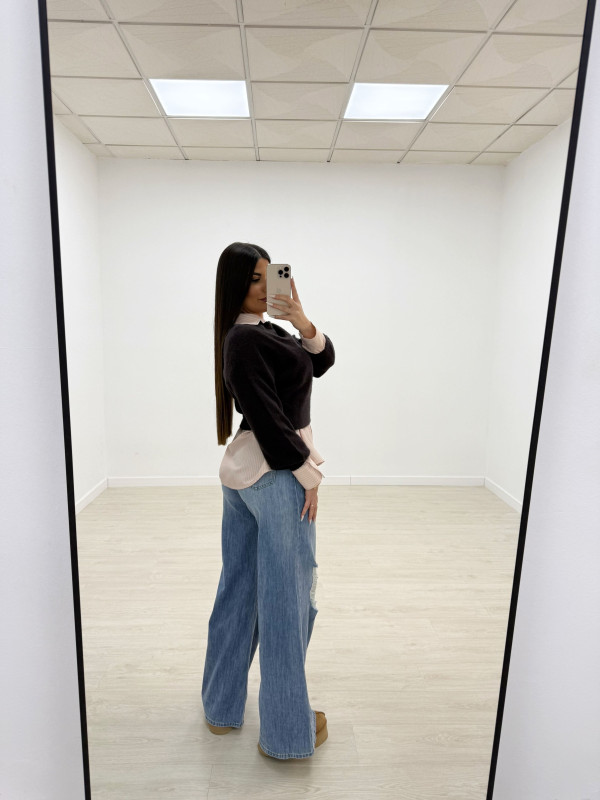 JERSEY CROP LANA MARRÓN